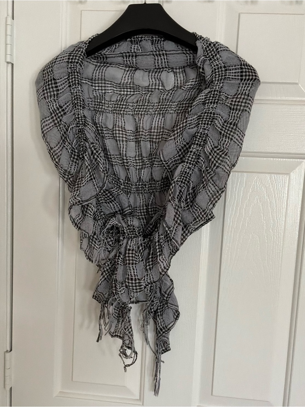 Lightweight Black and Gray Plaid Women's Scarf